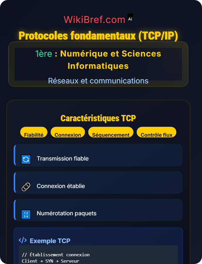 Protocoles fondamentaux (TCP/IP) Principes des réseaux
