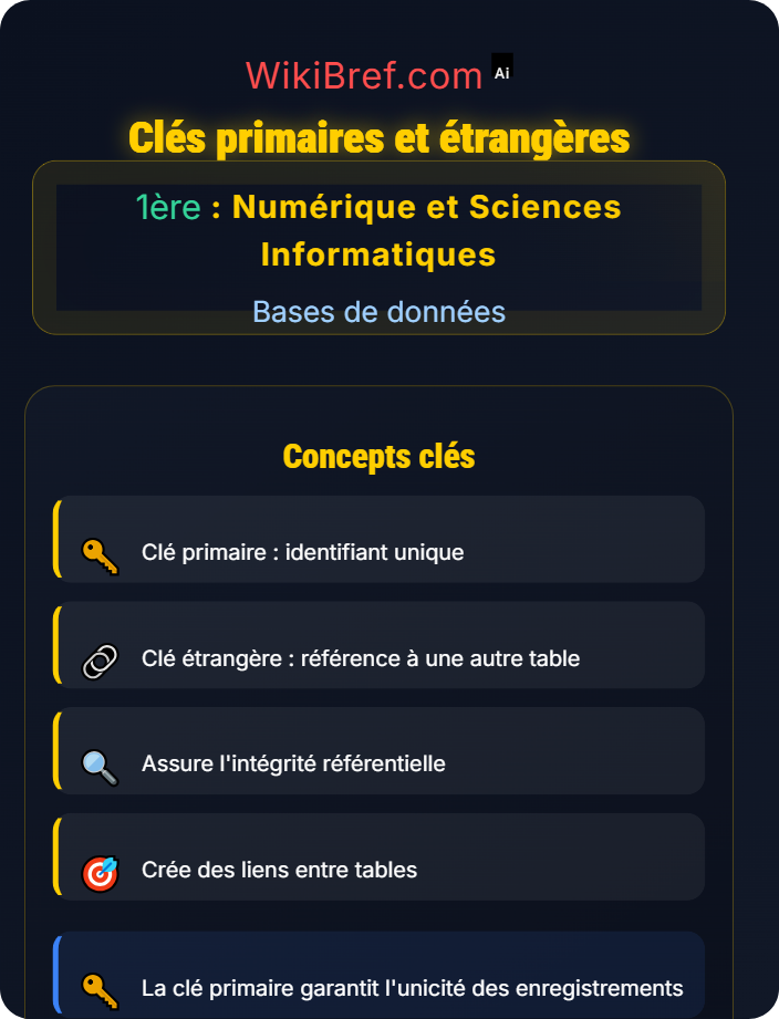 Clés primaires et étrangères Concepts fondamentaux