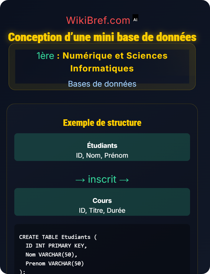 Conception d’une mini base de données Applications pratiques
