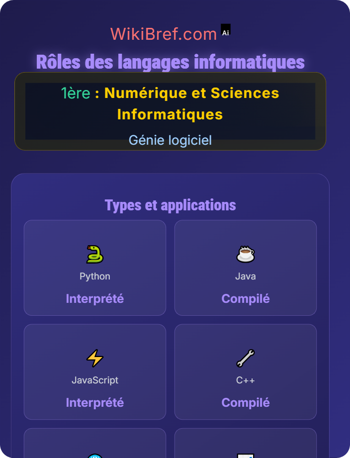 Rôles des langages informatiques Introduction aux langages de programmation