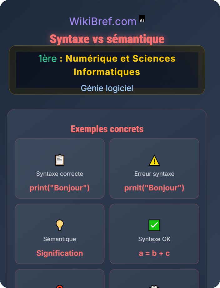 Syntaxe vs sémantique Introduction aux langages de programmation