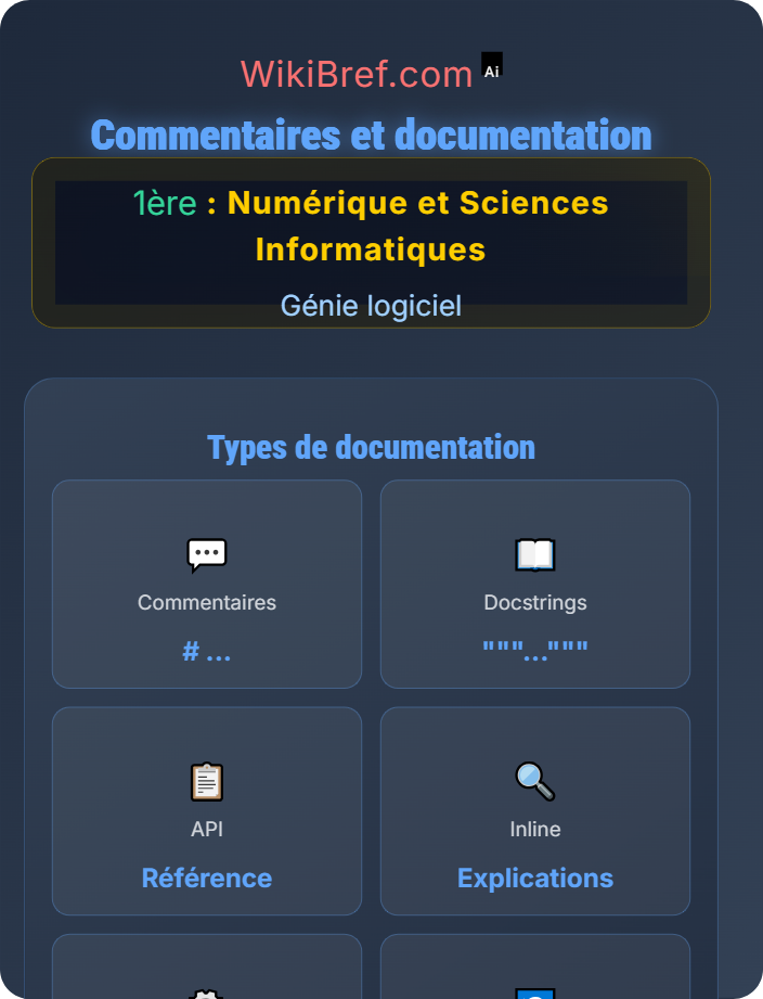 Commentaires et documentation Structure du code