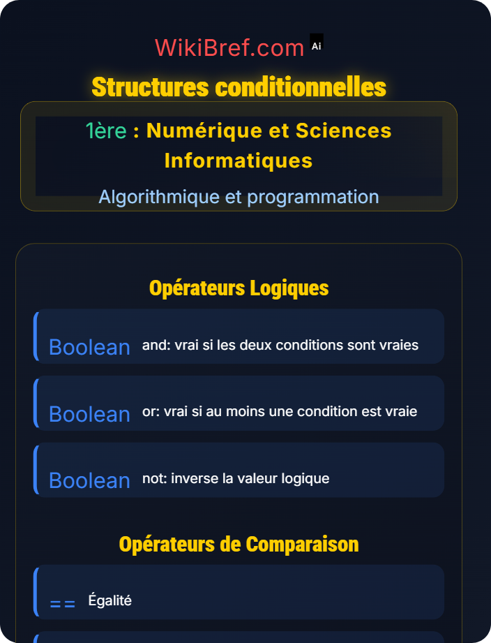 Structures conditionnelles Notions de base d’algorithmique