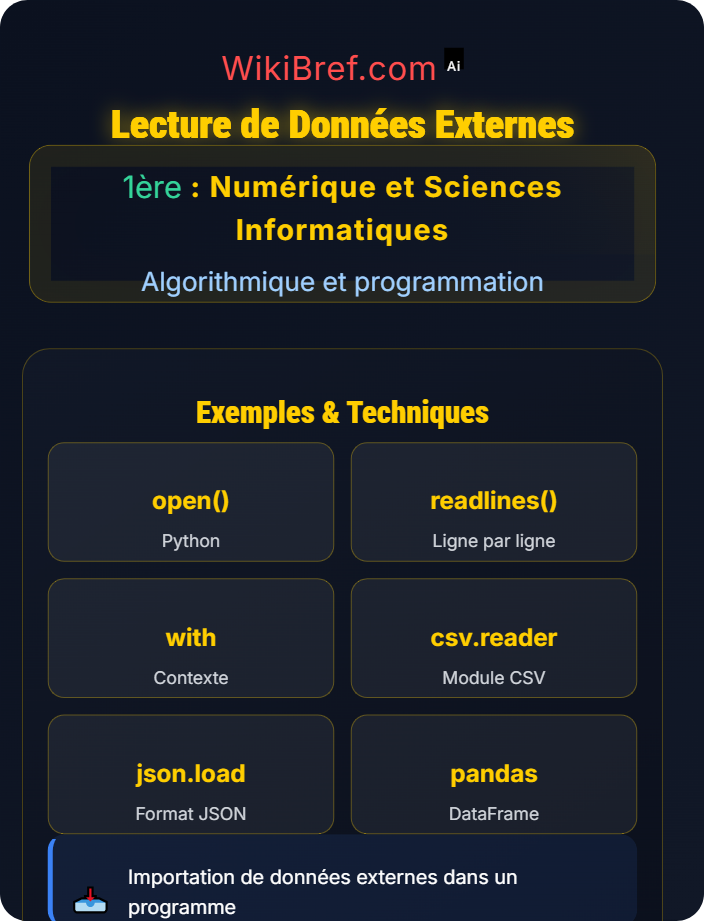 Lecture de données externes Entrées/Sorties et interaction