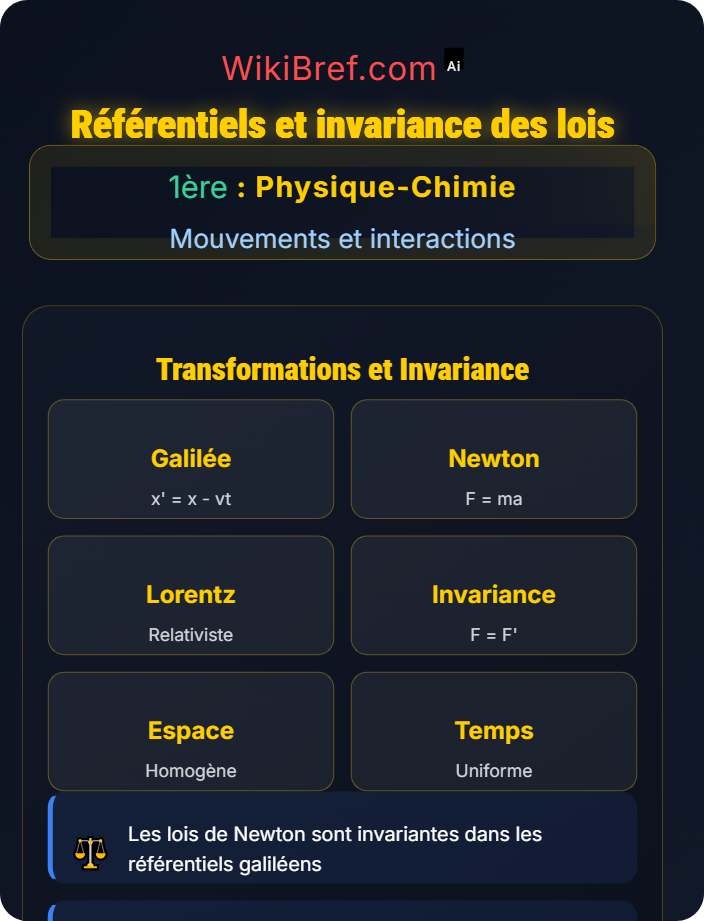 Référentiels et invariance des lois Cinématique et description du mouvement