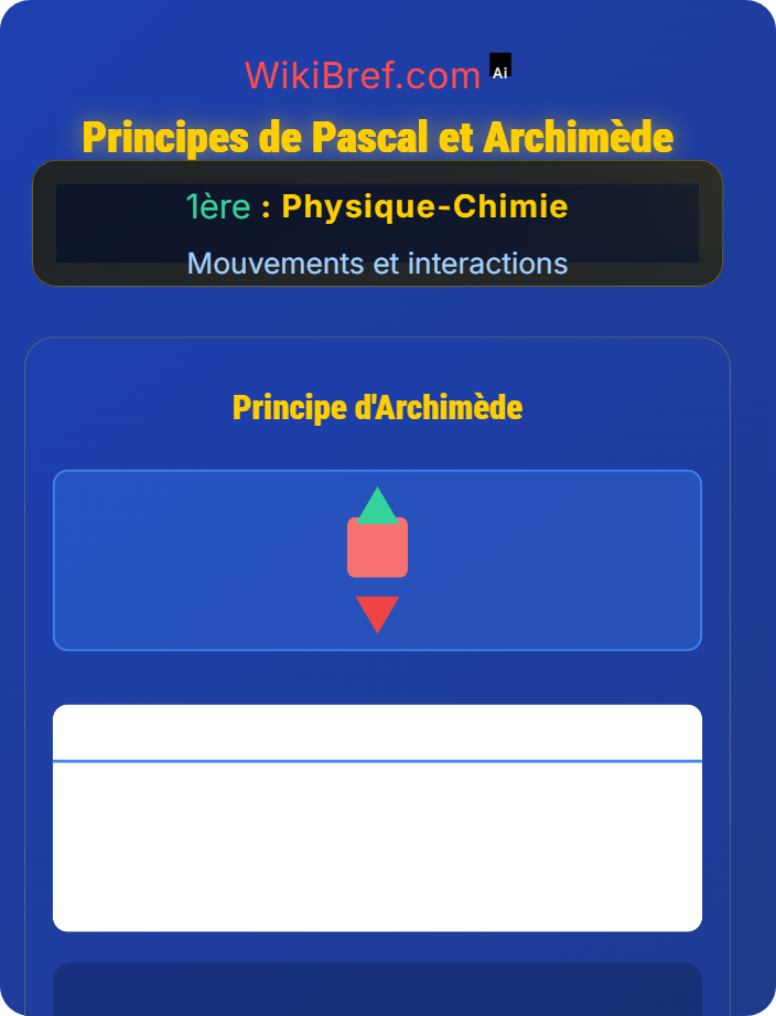 Principes de Pascal et Archimède Statique des fluides