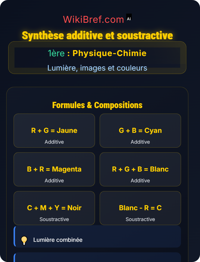 Synthèse additive et soustractive Couleurs et perception