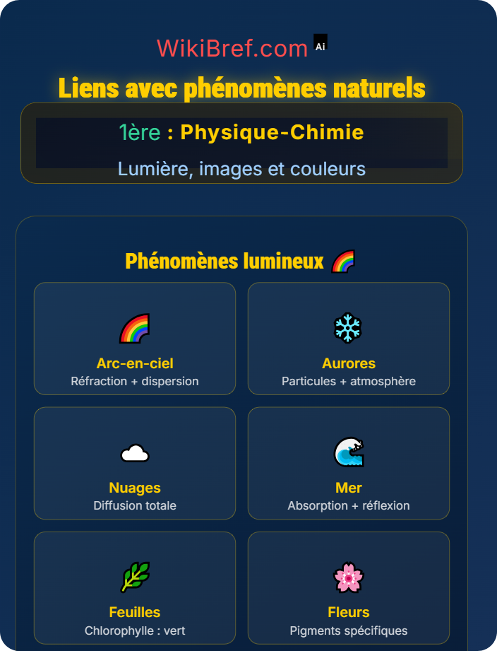 Liens avec phénomènes naturels Couleurs et perception