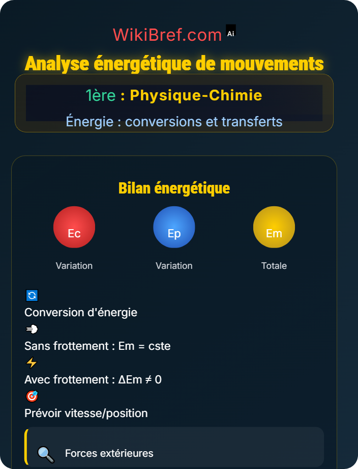 Analyse énergétique de mouvements Énergie mécanique