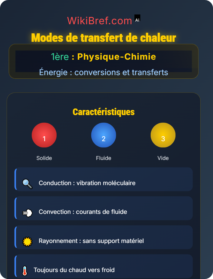 Modes de transfert de chaleur Échanges et transferts thermiques