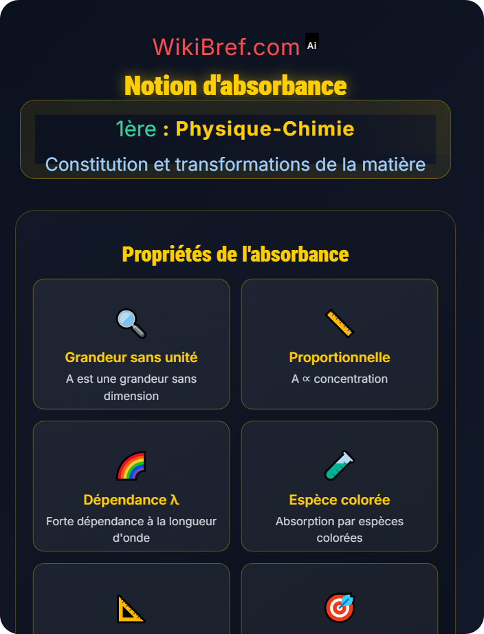 Notion d’absorbance Absorbance et spectres