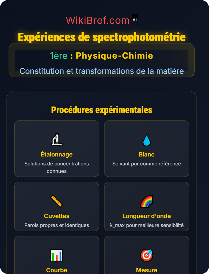 Expériences de spectrophotométrie Absorbance et spectres