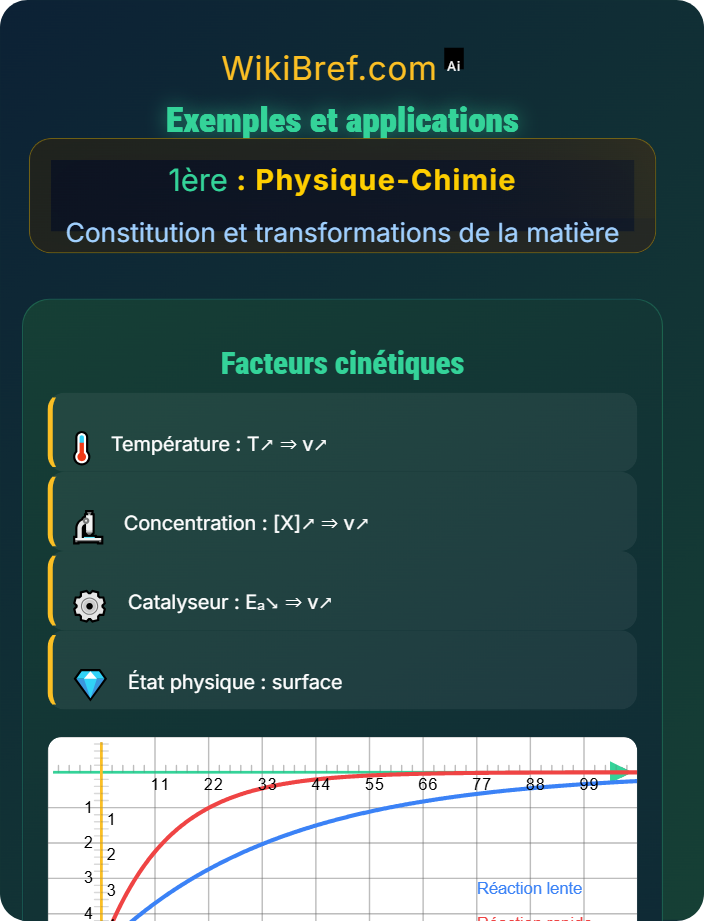 Exemples et applications Cinétique et évolution des réactions