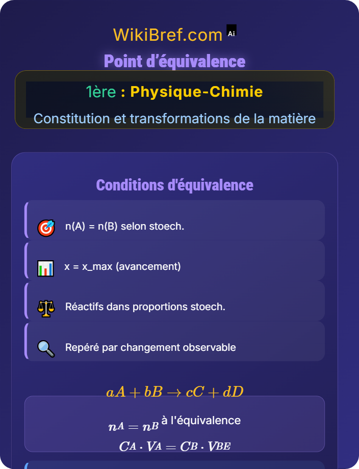 Point d’équivalence Dosages par titrage