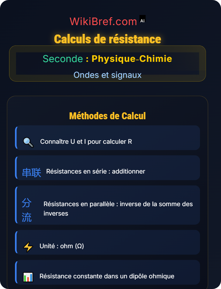 Calculs de résistance Loi d’Ohm et résistance électrique