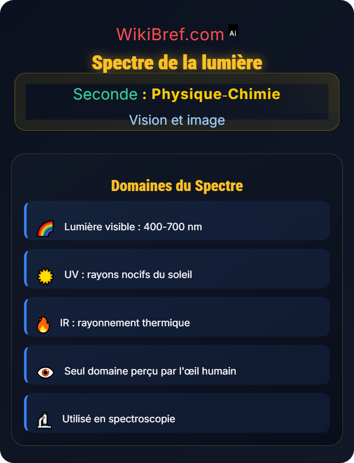 Spectre de la lumière Propagation et décomposition de la lumière
