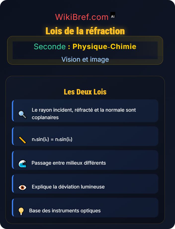 Lois de la réfraction Réflexion et réfraction de la lumière
