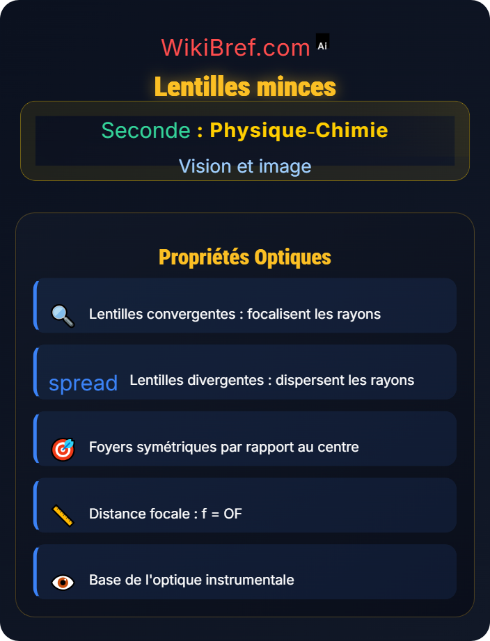 Lentilles minces Réflexion et réfraction de la lumière