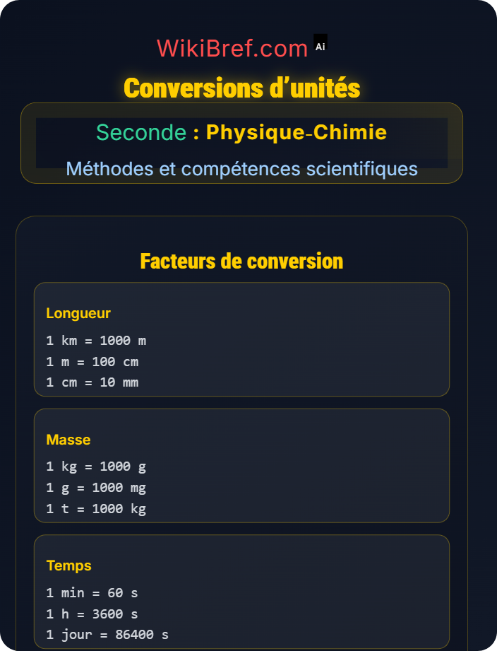 Conversions d’unités Mesures et unités