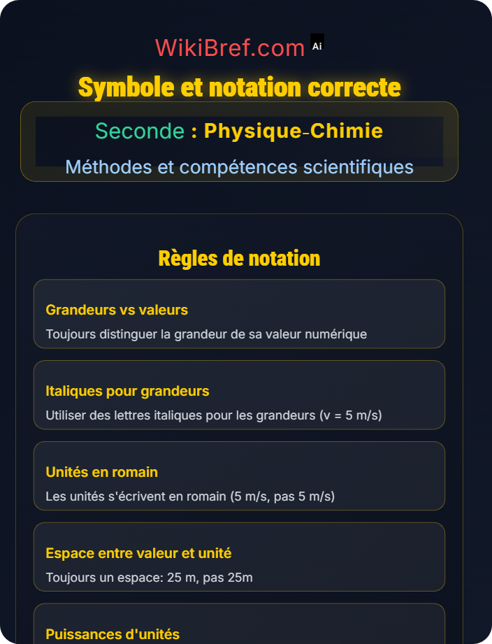 Symbole et notation correcte Rédaction scientifique