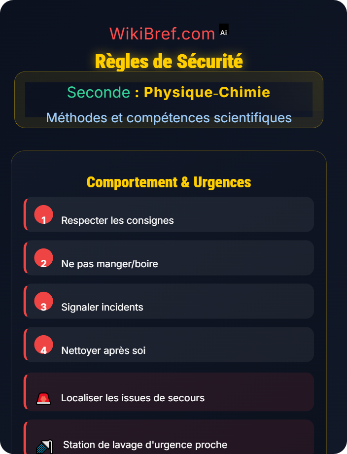 Règles de sécurité Matériel de laboratoire et sécurité
