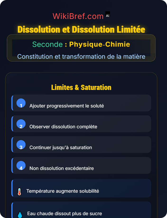 Dissolution et dissolution limitée Composition d'un mélange et solutions aqueuses