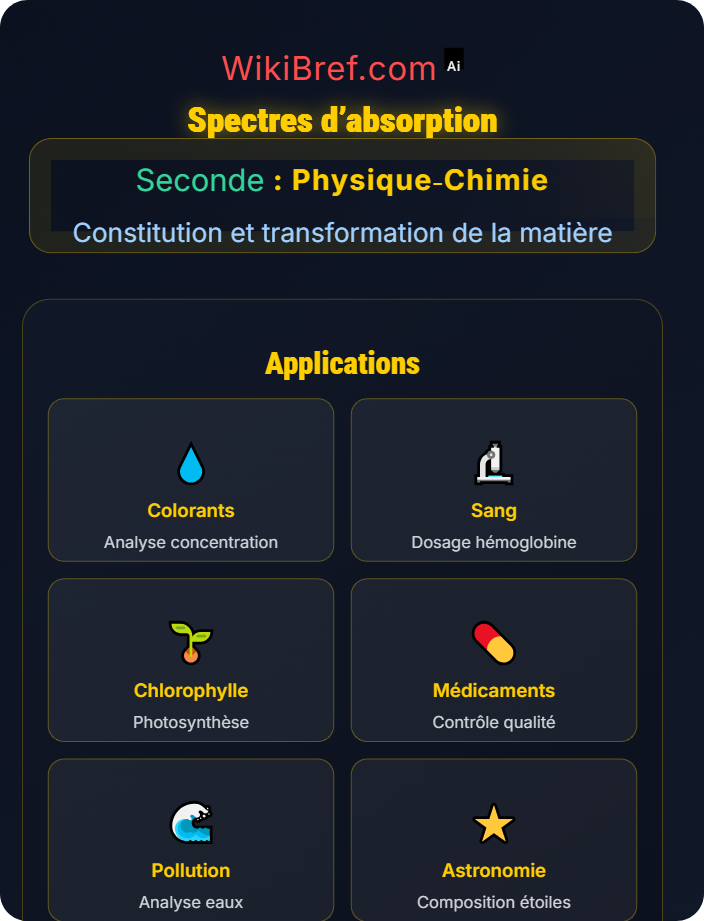 Spectres d’absorption Identification d'une espèce chimique