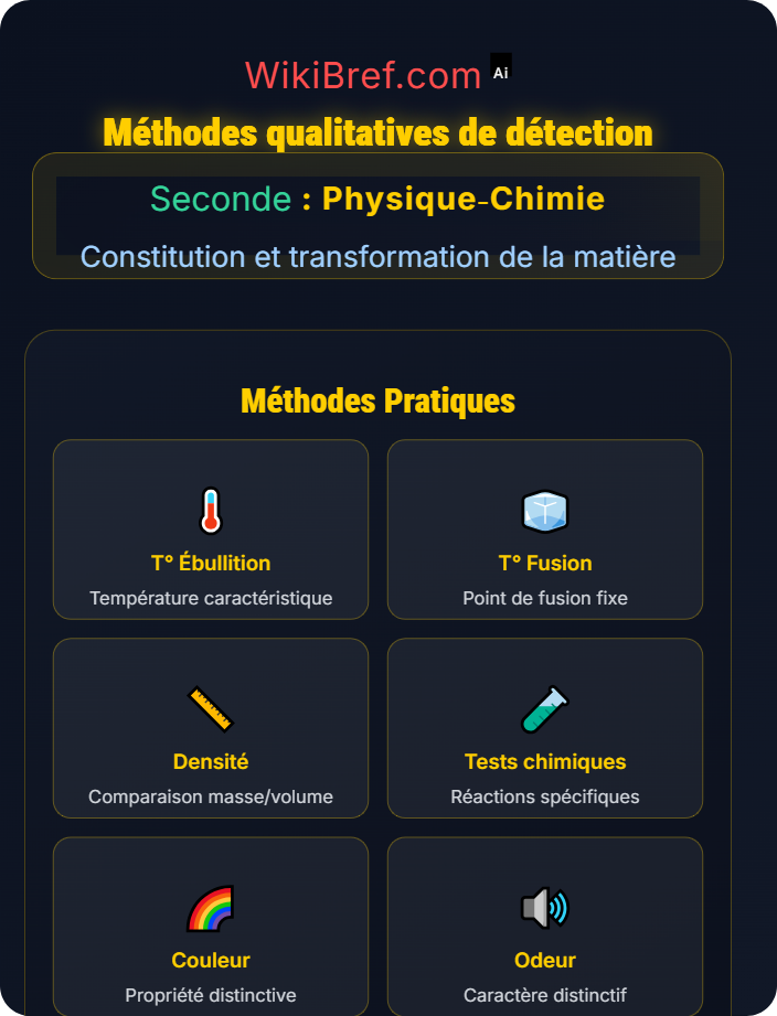 Méthodes qualitatives de détection Identification d'une espèce chimique