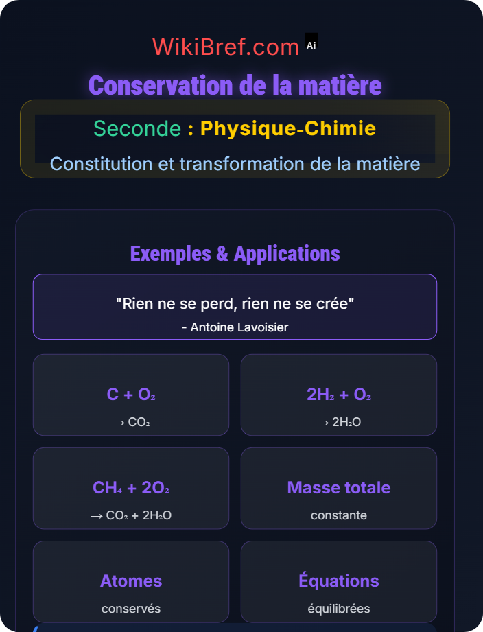 Conservation de la matière Transformations chimiques