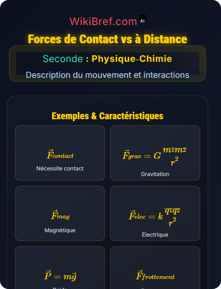 Force de contact vs à distance Forces et modélisation d’une action mécanique