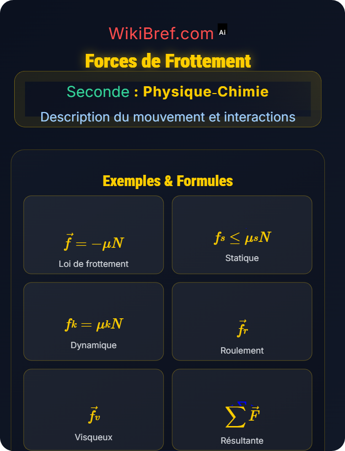 Forces de frottement Forces et modélisation d’une action mécanique