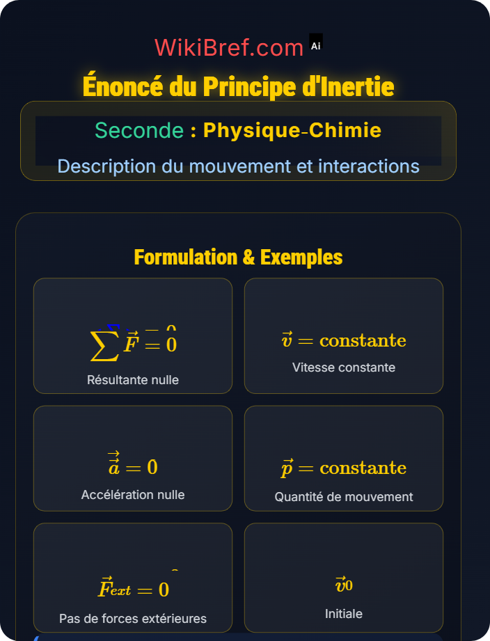 Énoncé du principe Principe d’inertie