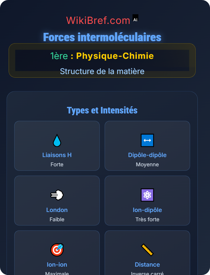 Forces intermoléculaires Cohésion et états de la matière