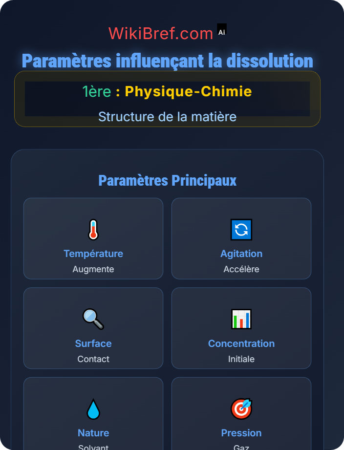 Paramètres influençant la dissolution Solubilité et extraction
