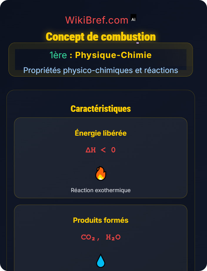 Concept de combustion Réactions de combustion
