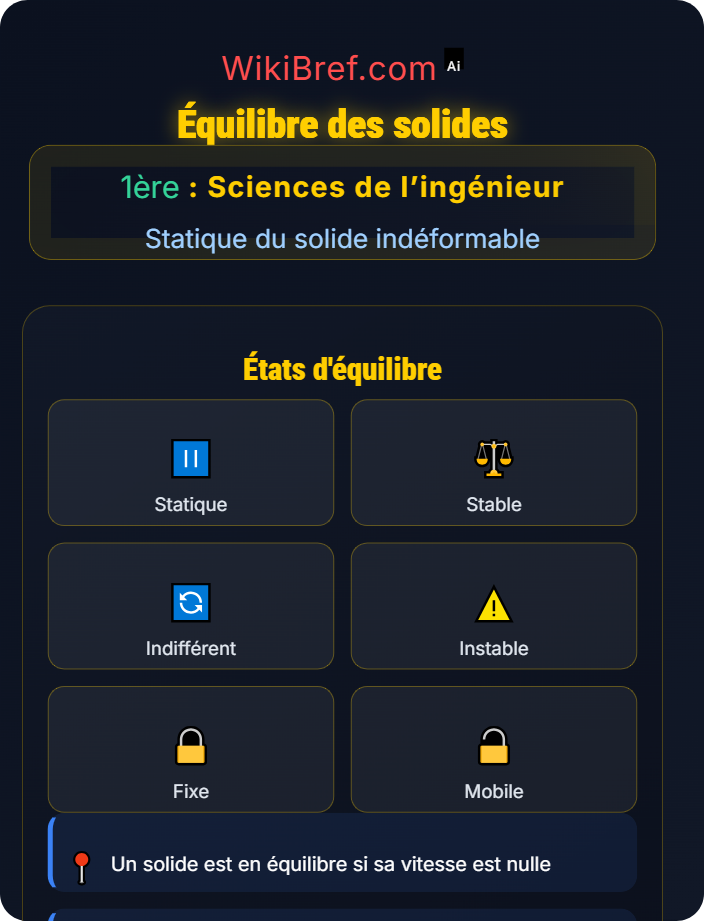 Équilibre des solides Principe fondamental de la statique