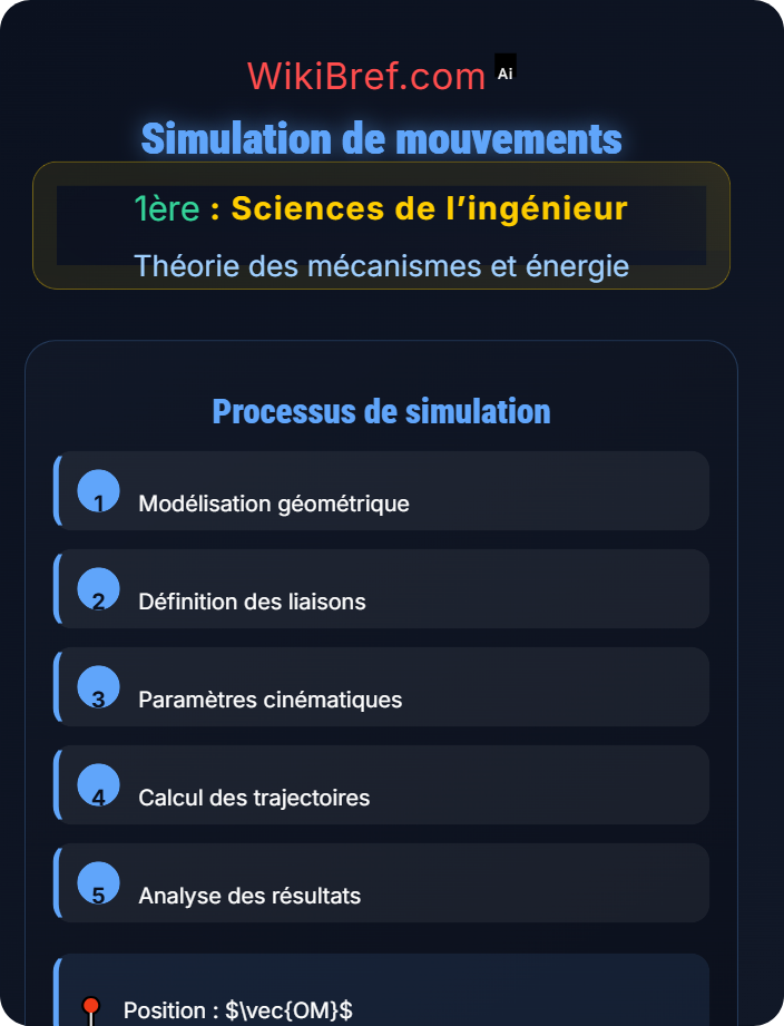 Simulation de mouvements Types de mécanismes