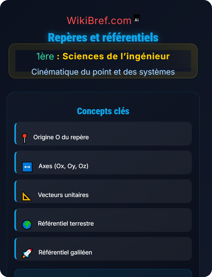 Repères et référentiels Notions de base de cinématique