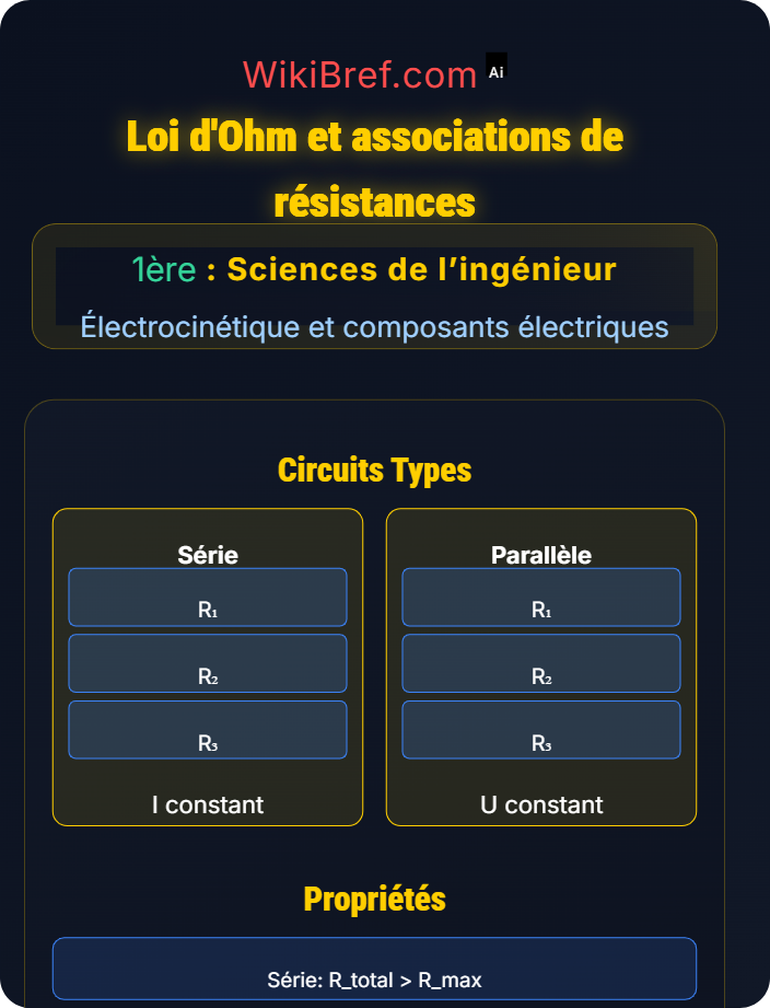 Loi d’Ohm et associations de résistances Les circuits électriques