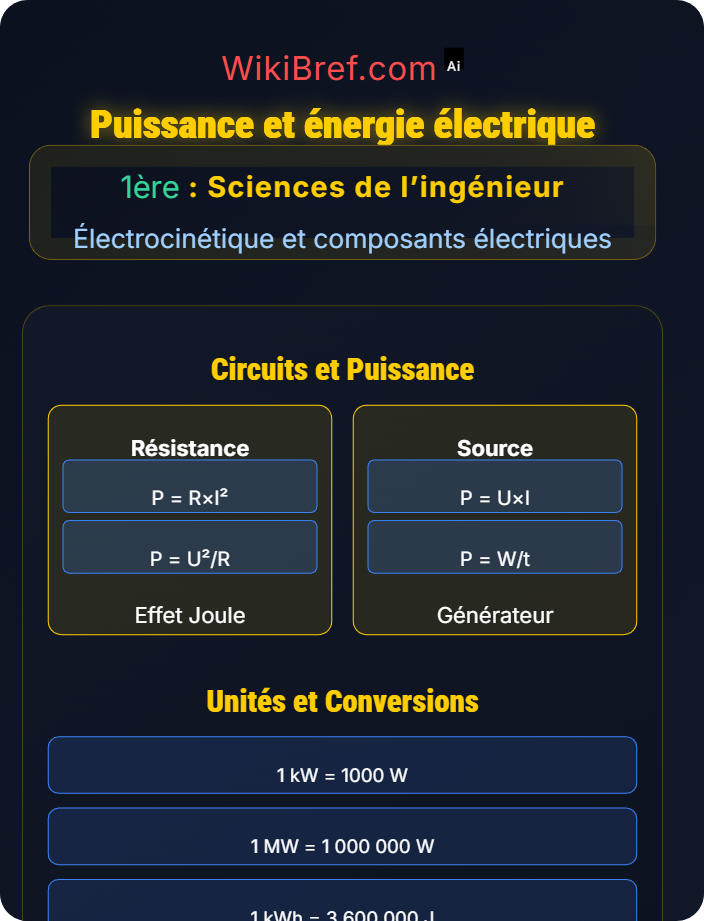 Puissance et énergie électrique Les circuits électriques