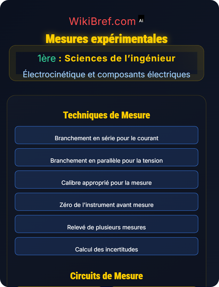 Mesures expérimentales Les circuits électriques