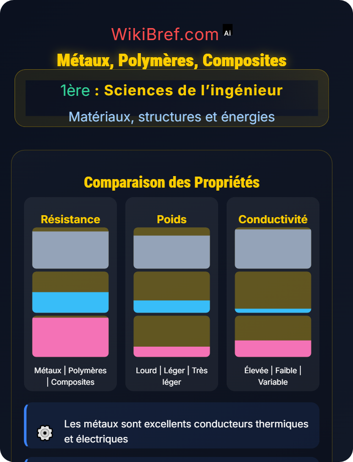 Métaux, polymères, composites Propriétés des matériaux