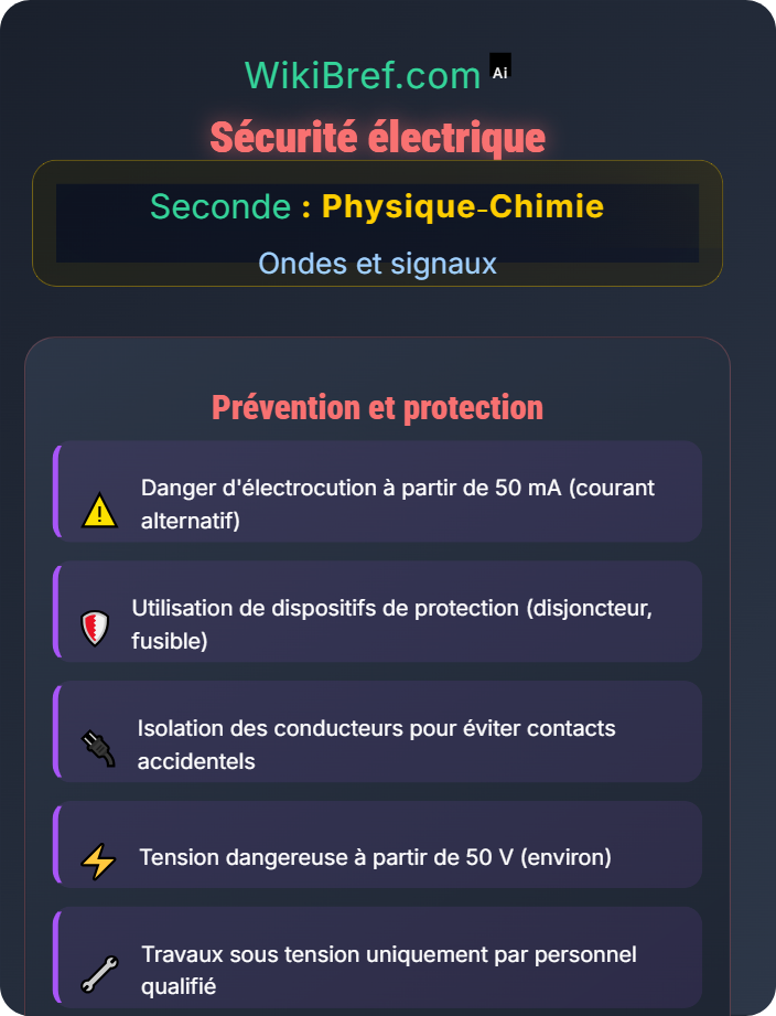 Sécurité électrique Intensité et tension dans un circuit électrique