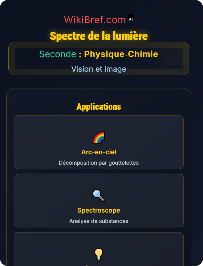 Spectre de la lumière Propagation et décomposition de la lumière