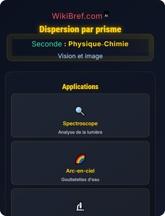 Dispersion par prisme Propagation et décomposition de la lumière