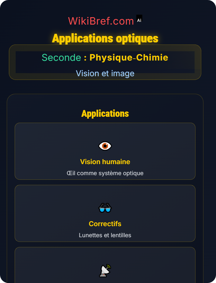 Applications optiques Propagation et décomposition de la lumière