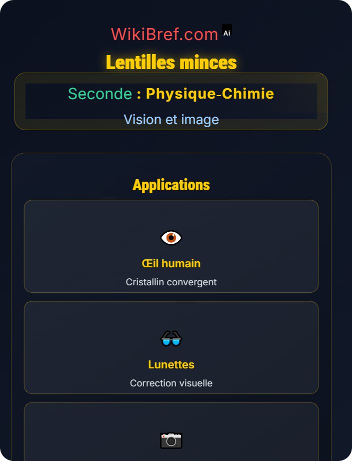 Lentilles minces Réflexion et réfraction de la lumière