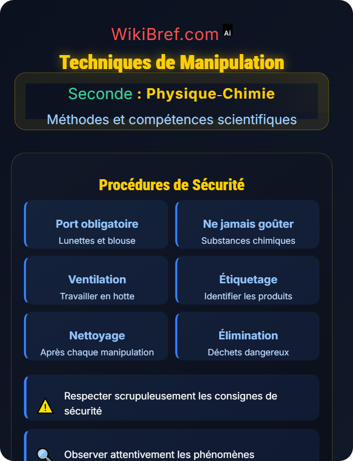 Techniques de manipulation Matériel de laboratoire et sécurité
