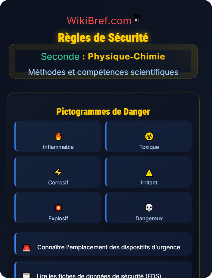 Règles de sécurité Matériel de laboratoire et sécurité