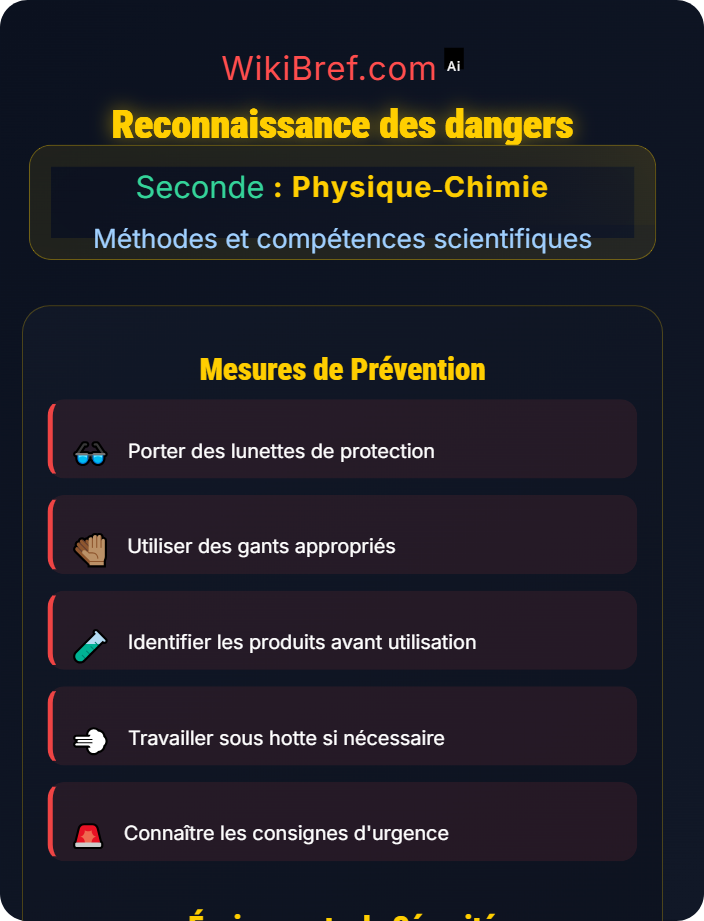 Reconnaissance des dangers Matériel de laboratoire et sécurité